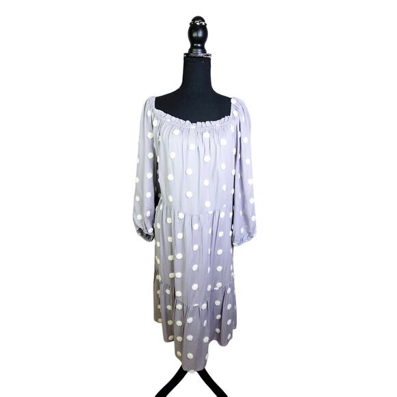 Cato Light Purple Embroidered Textured Polka Dot Knee Length Dress Size 18/20 - Picture 2 of 12